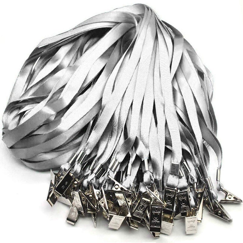 Beebel Gray Lanyards 100 Pack Nylon Flat Badge Lanyard for Id Badge Name Tag (Gray, 100 Pack) - Image 1